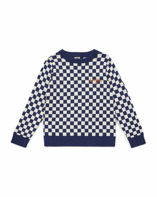 Checkered Crew Sweater - Bonton