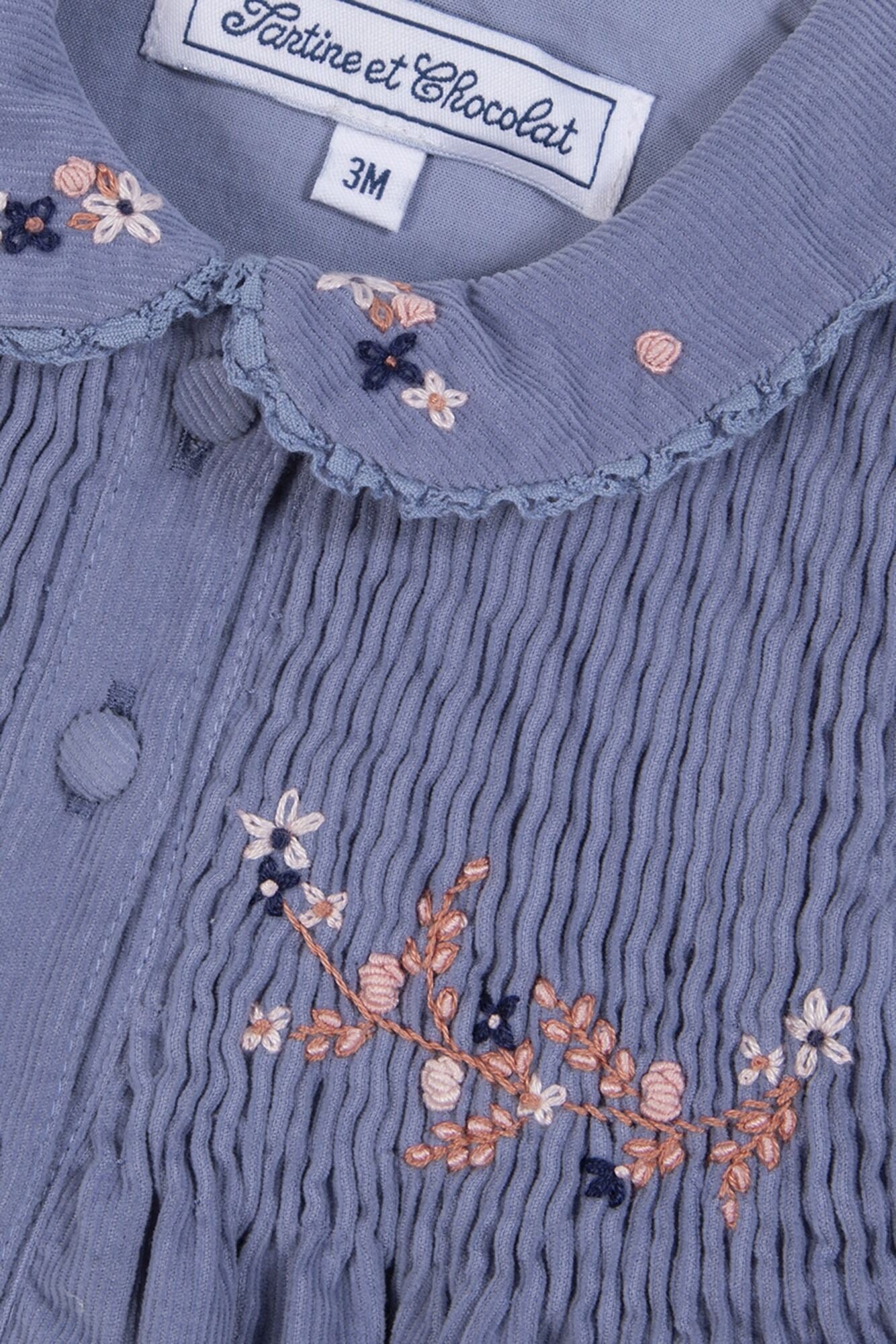 Cord Smocked Cornflower Dress- Tartine et Chocolat FW25