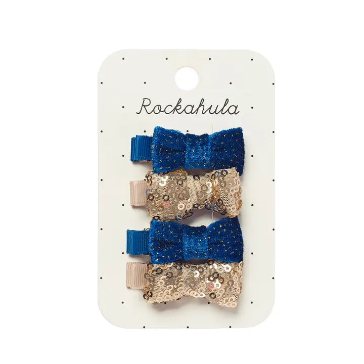 Sequin & Velvet Mini Bow Clips - Rockahula