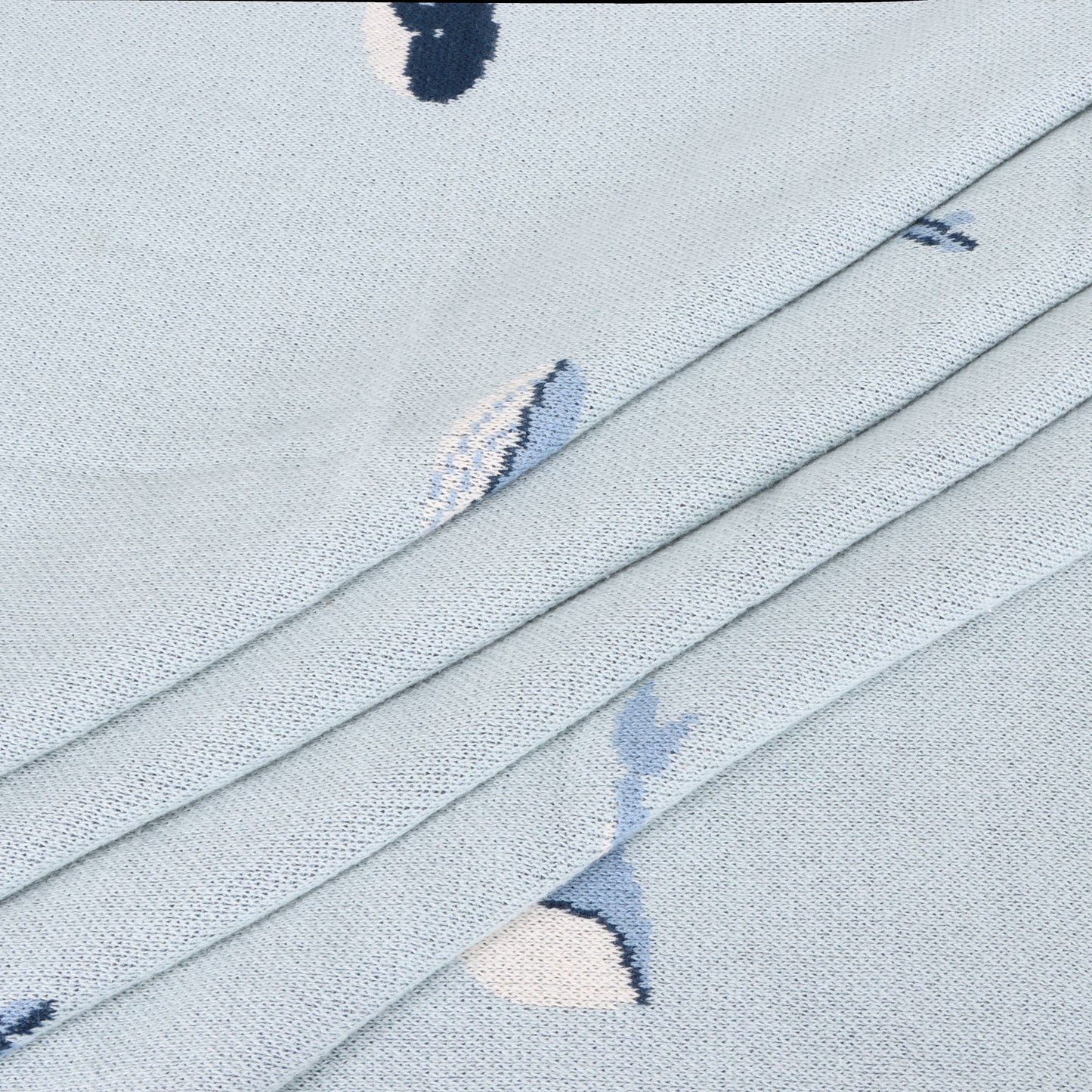 Whales - Organic Cotton Jacquard Knit Baby Blanket: Viverano