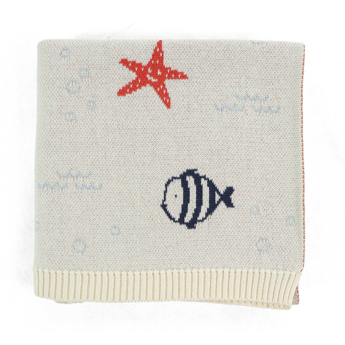 Seaside Friends - Organic Cotton Jacquard Knit Baby Blanket:Viverano