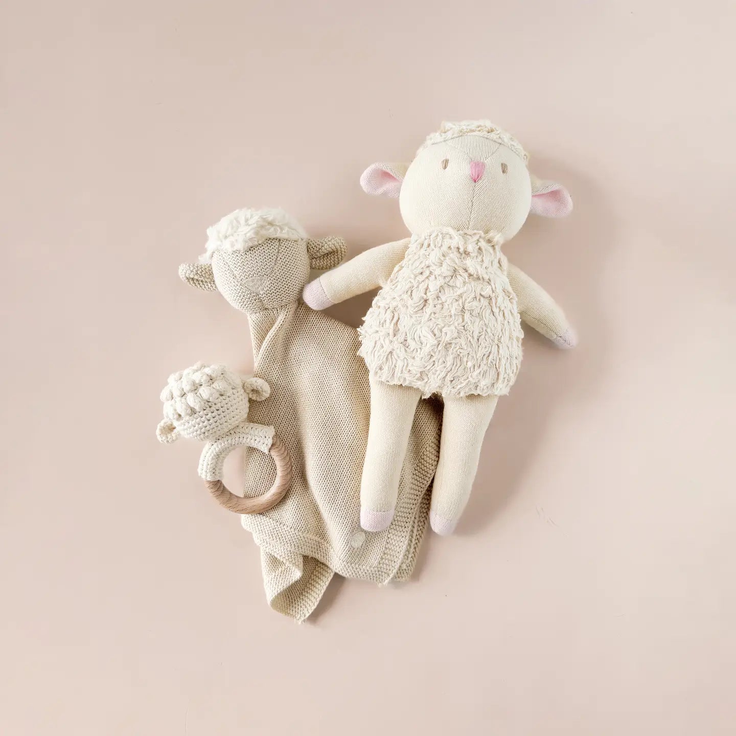Cotton Rattle Teether Lamb- Blueberry Hill