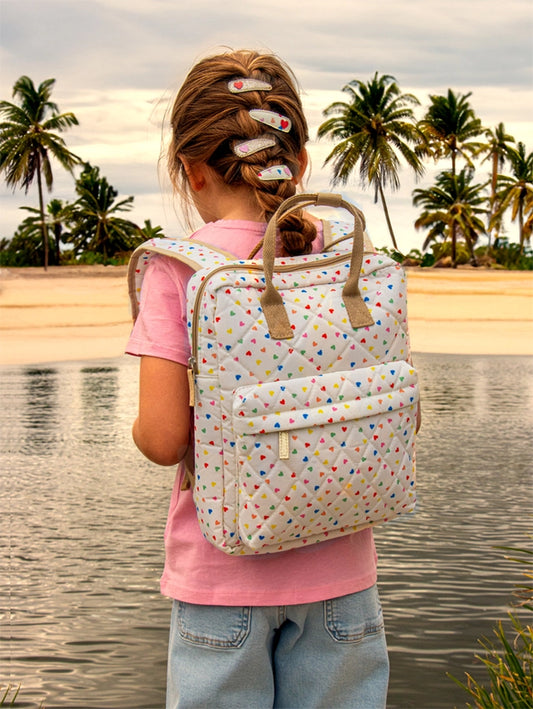 Rainbow Hearts Quilted Rucksack - Rockahula