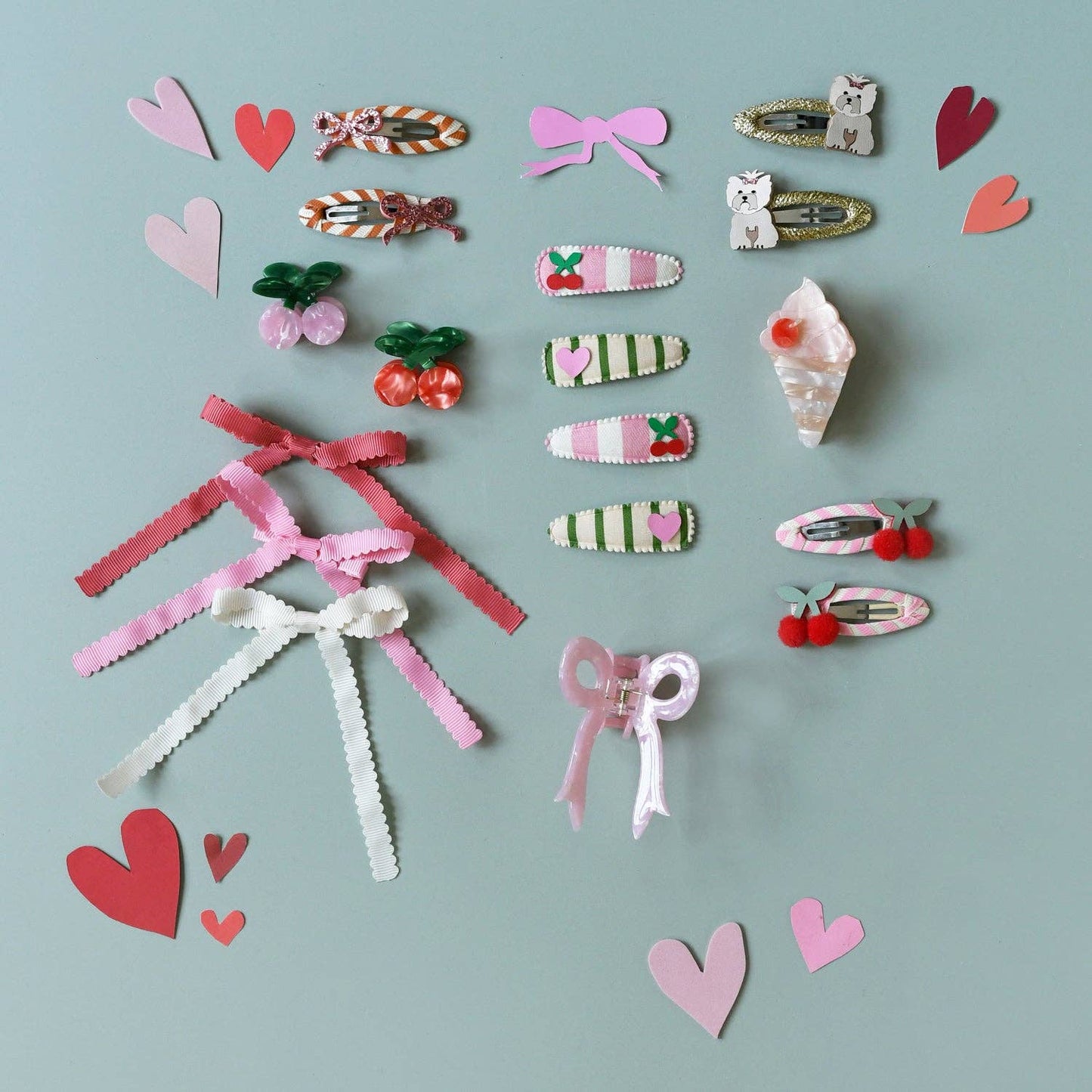 Stripy Glitter Bow Clips