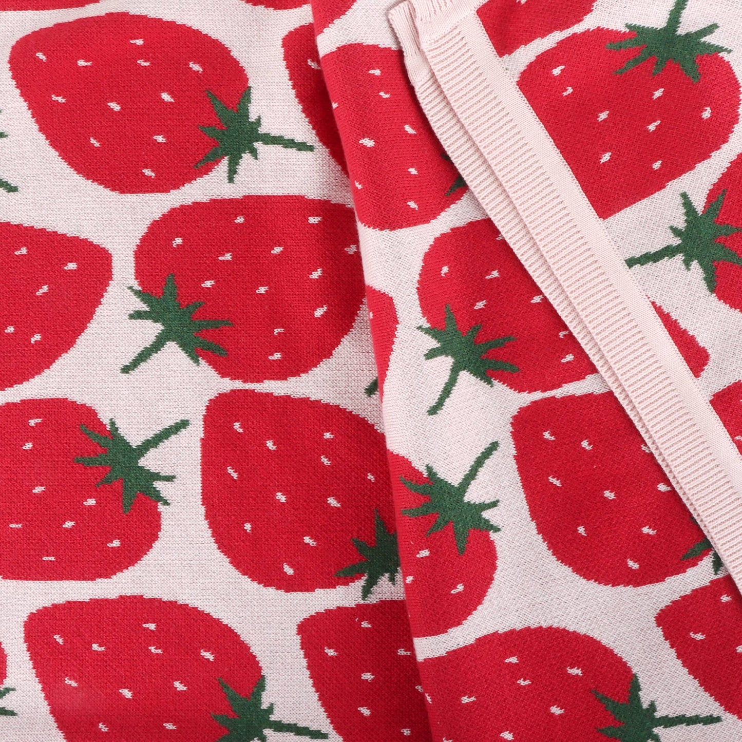 Strawberry Fields -Organic Cotton Jacquard Knit Baby Blanket: Baby Pink / One Size