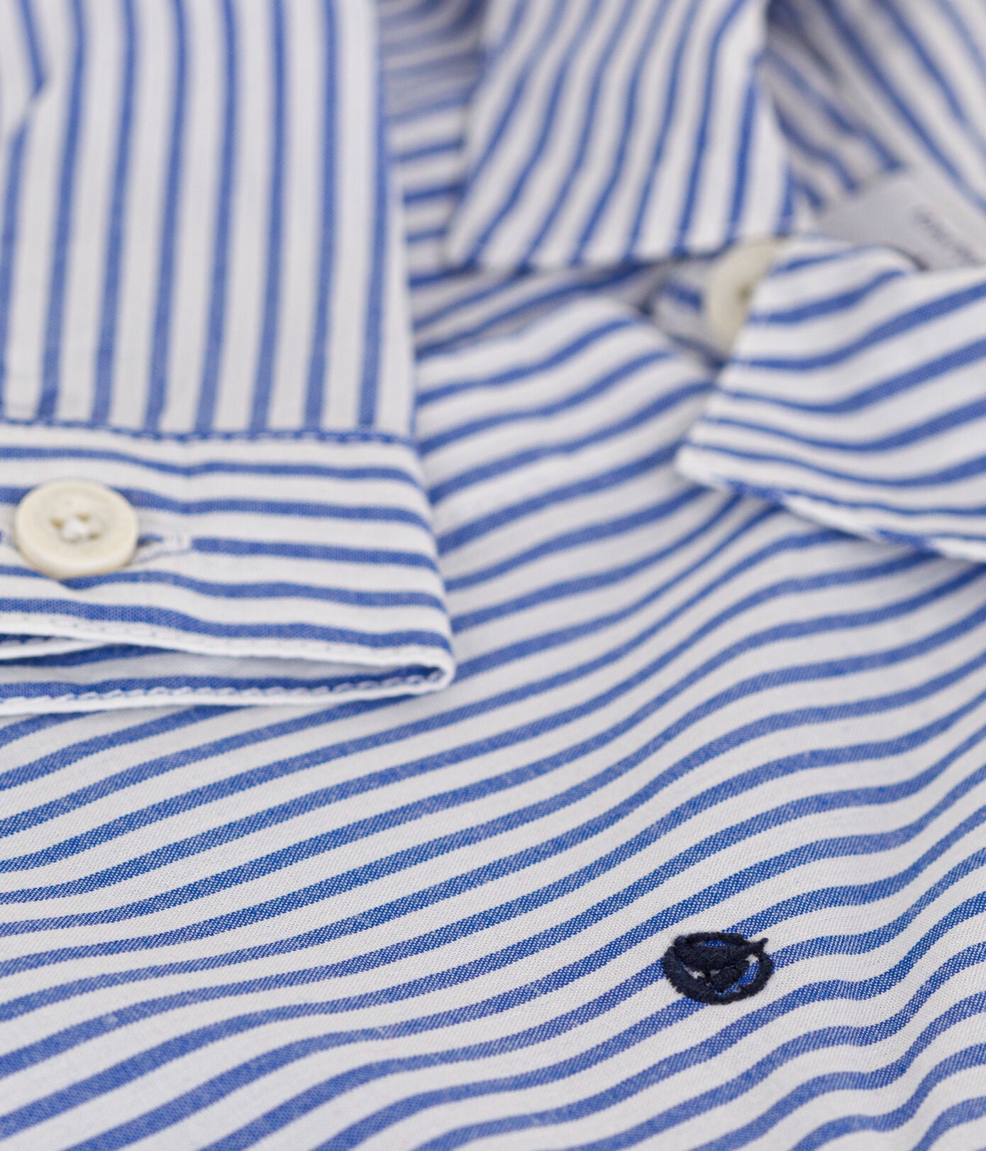 Long Sleeve Blue Stripe Button Down - Petit Bateau SP24