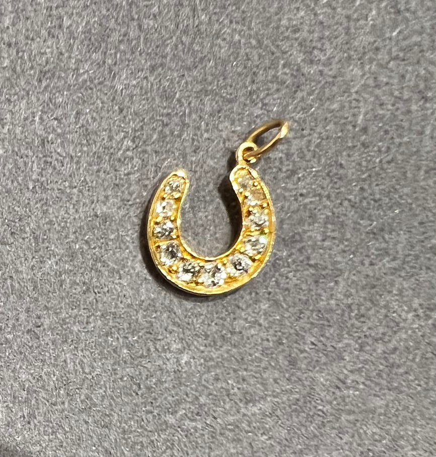 Antique 14k Diamond Horseshoe Pendant