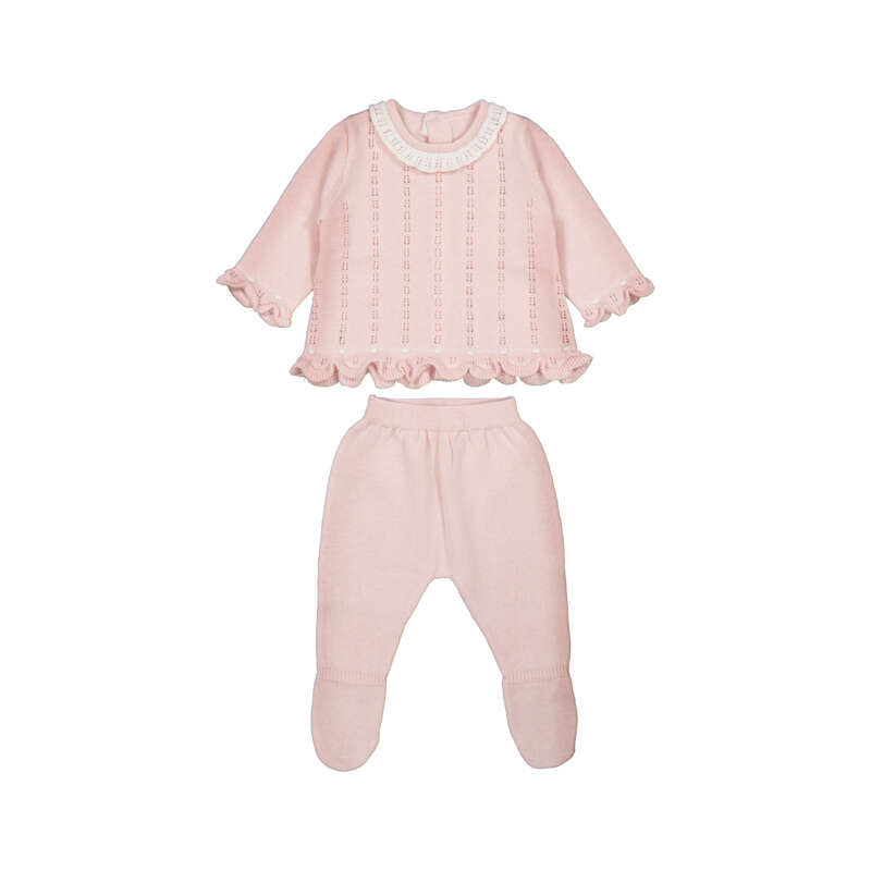 2pc Knit Pink Ruffle Set-Mayoral SP26