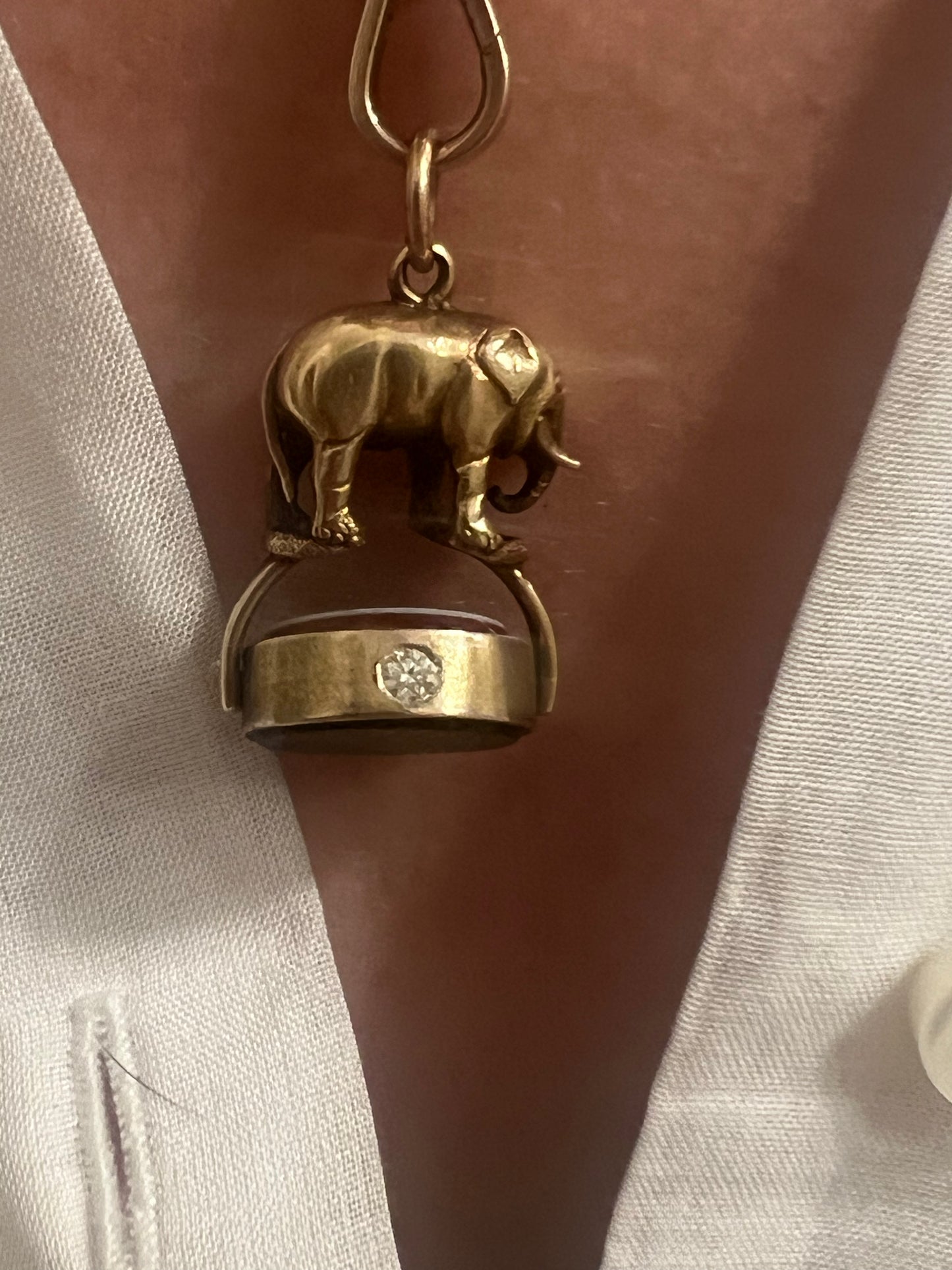 16k Victorian Elephant Spinner Fob