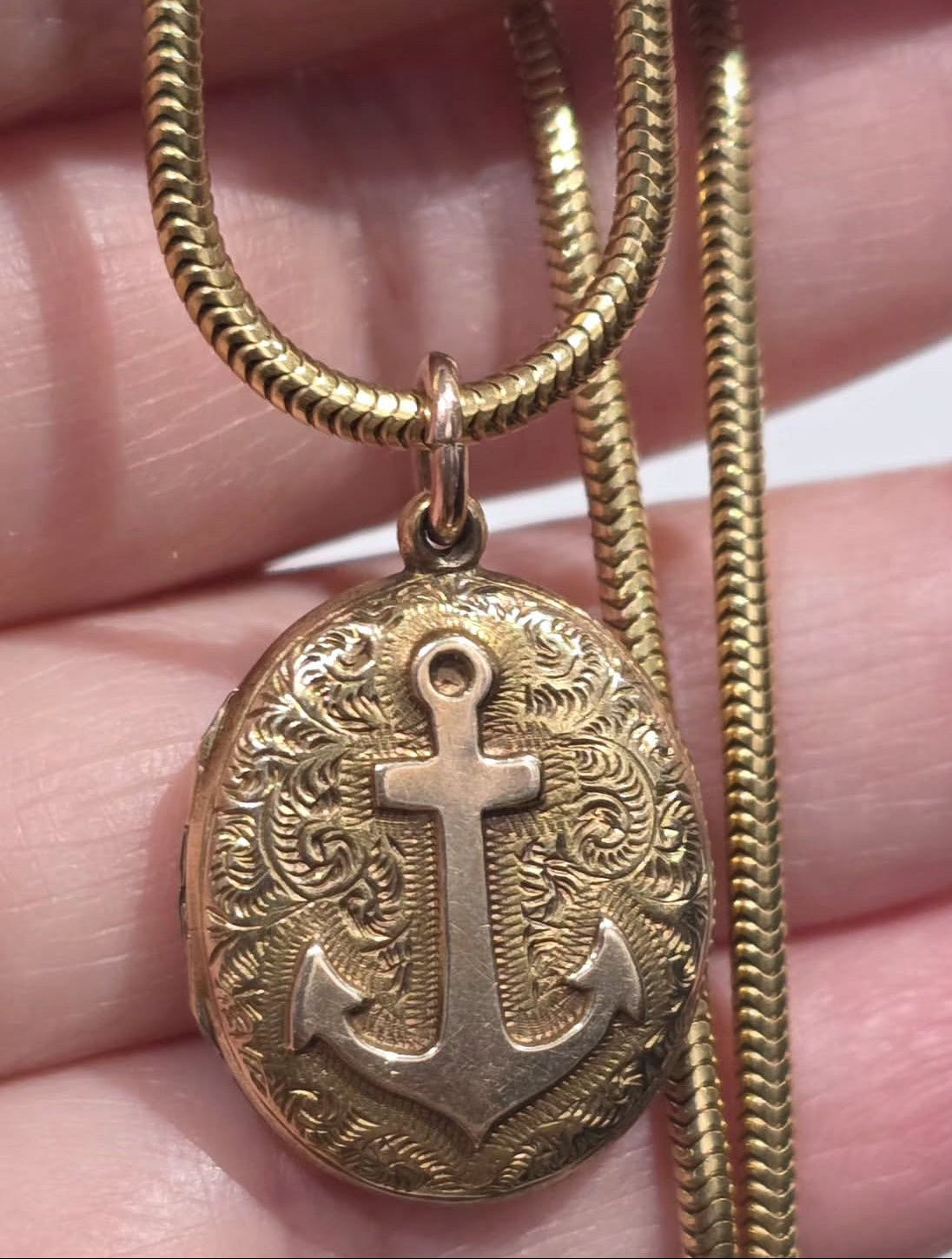 Antique 15k Anchor Locket Pendant