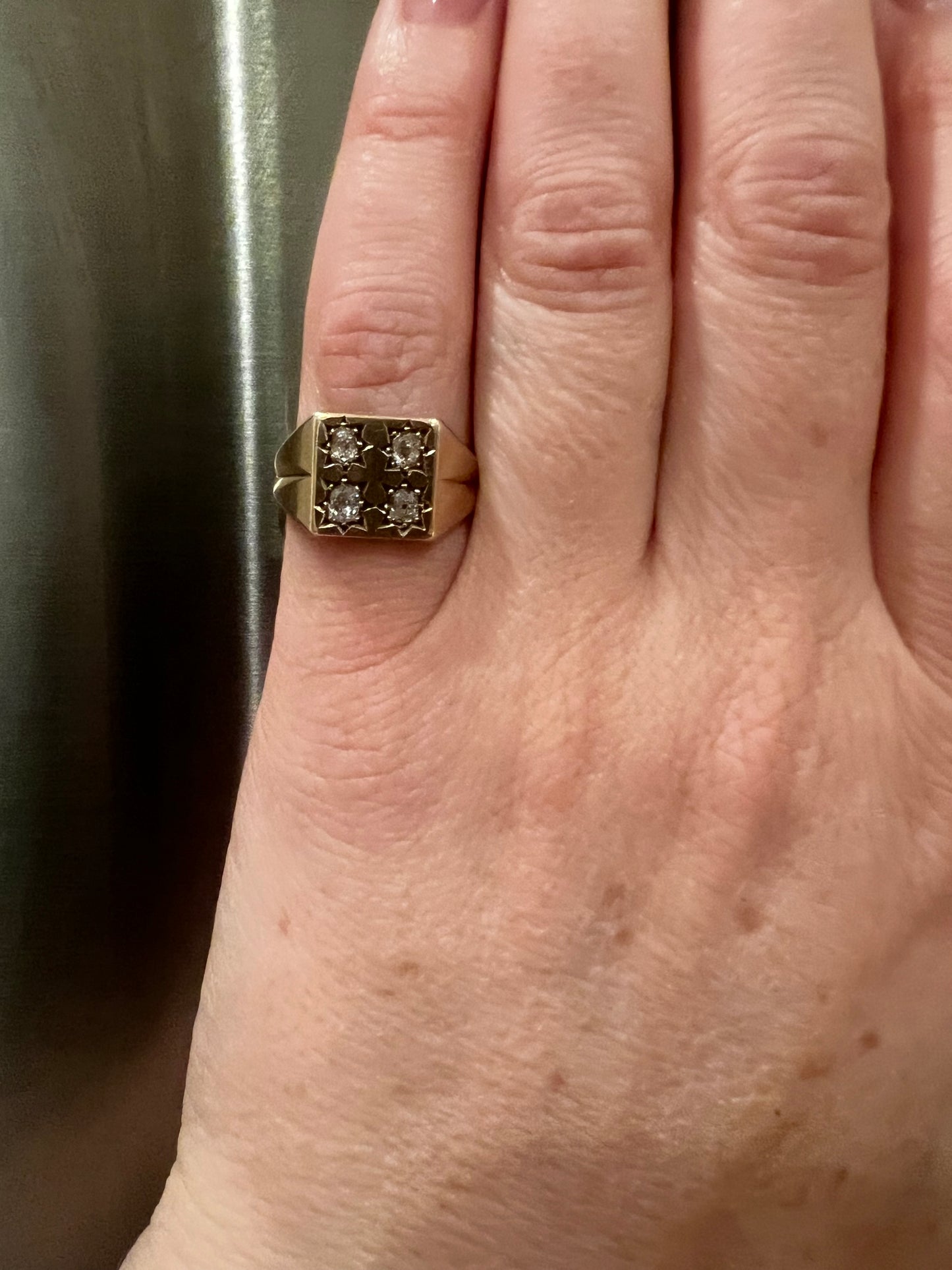 OMC Diamond 4-Star Set Signet Ring