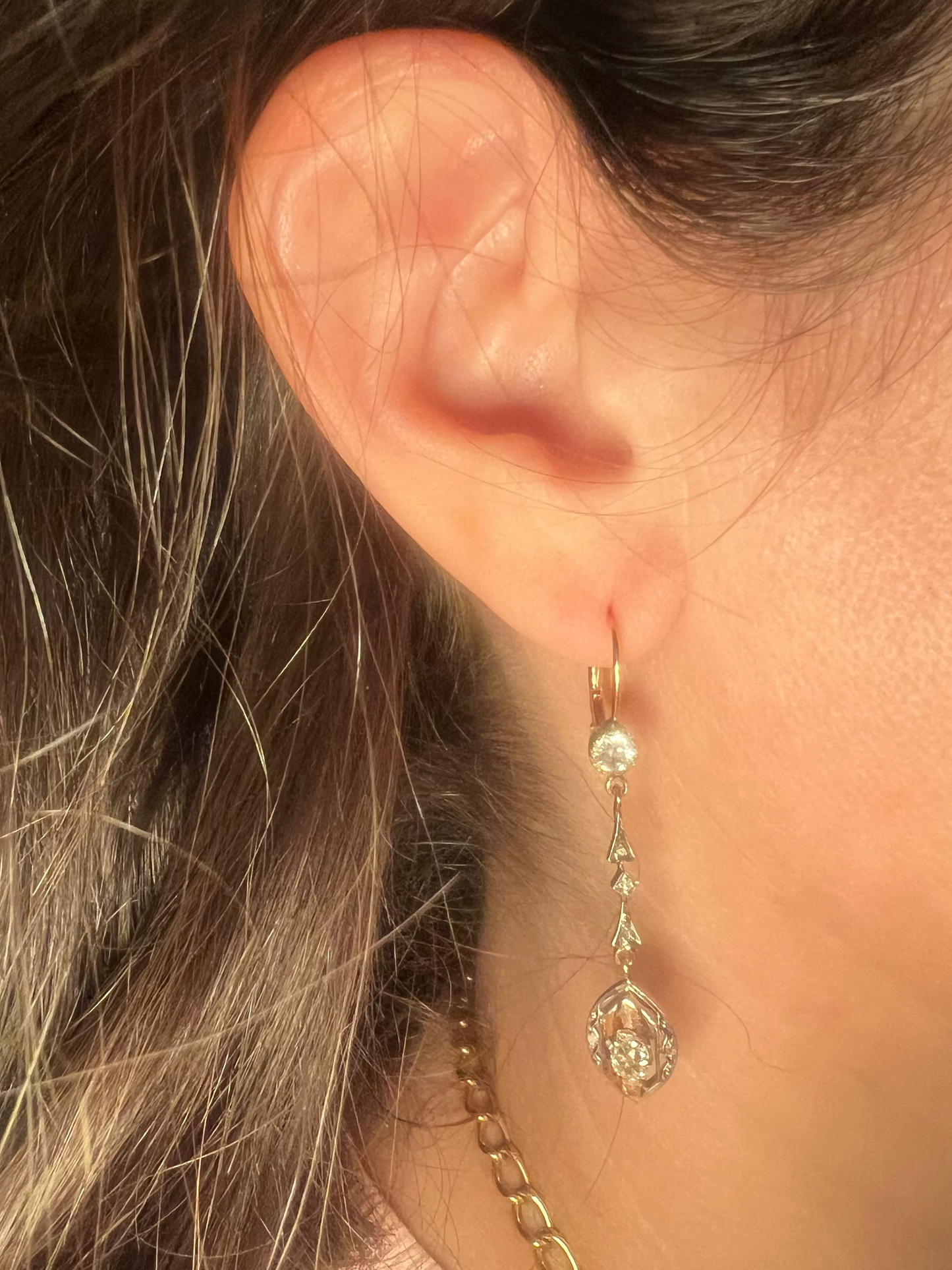 Antique Edwardian Diamond Drop Earrings
