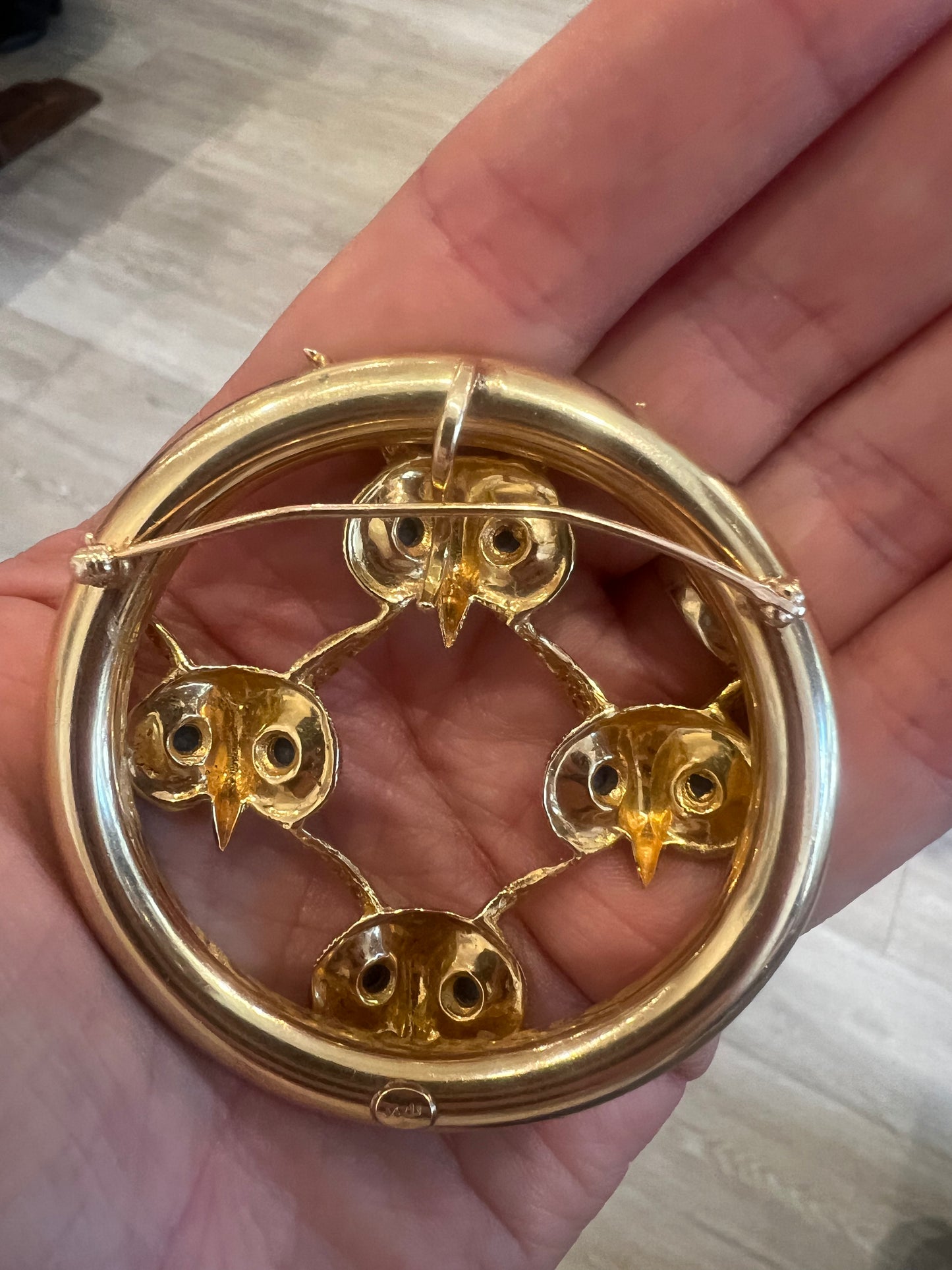 14k Lapis Eyed Owl Pendant