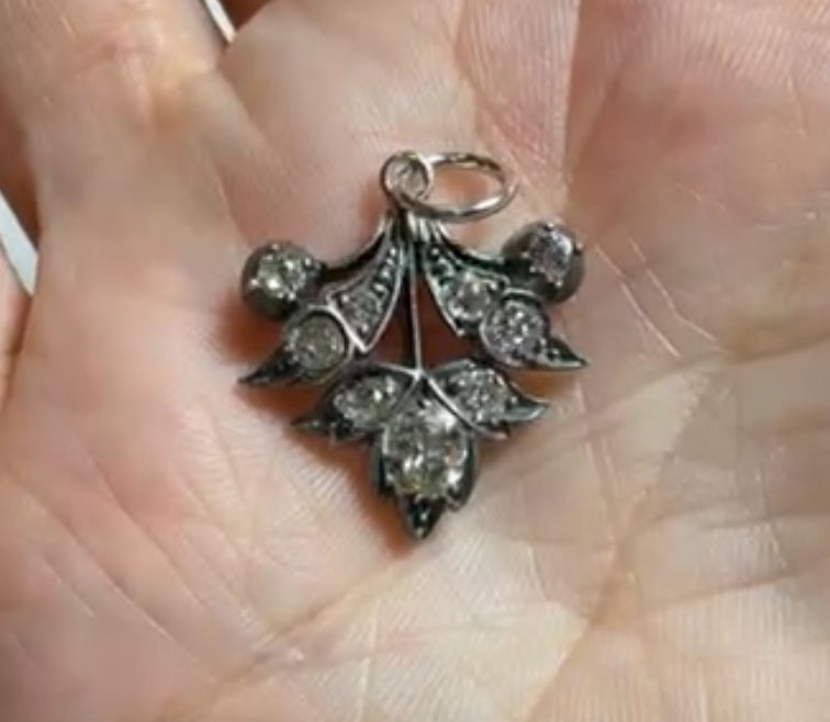 Antique Diamond Leaf Charm