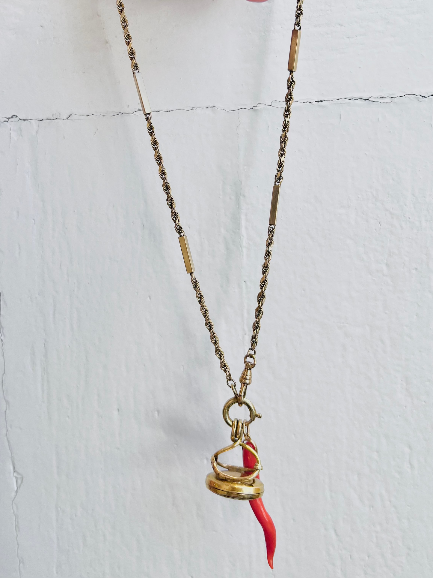 Antique Rope Chain Bar Link Necklace