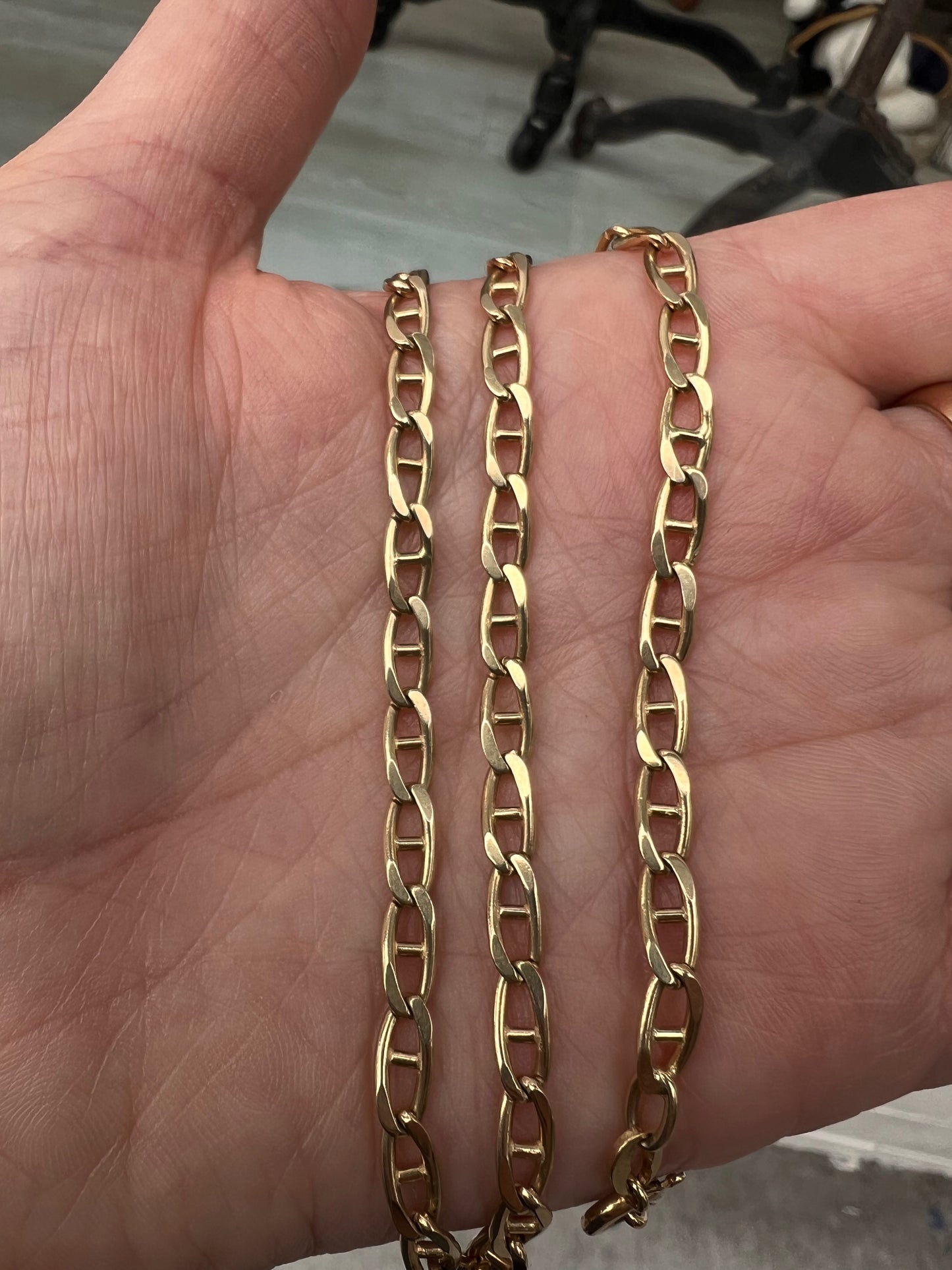14K Vintage Solid Mariner Link Necklace