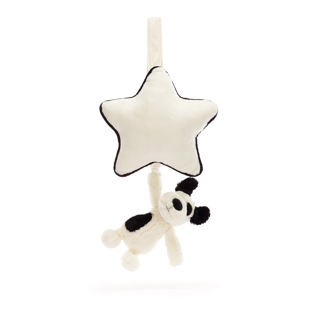 Bashful Black & Cream Puppy Musical Pull - Jellycat
