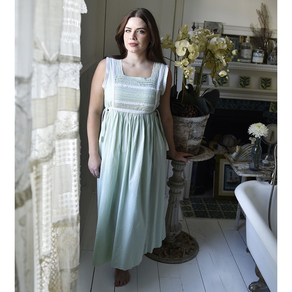 Lorna Sleeveless Cotton Ladies Nightgown W. Side Ties - Powell Craft