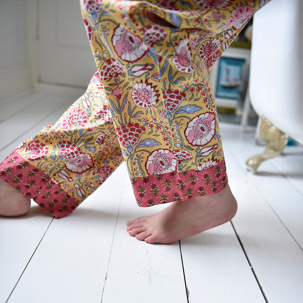 Yellow & Pink Carnation PJ Set- Powell Craft