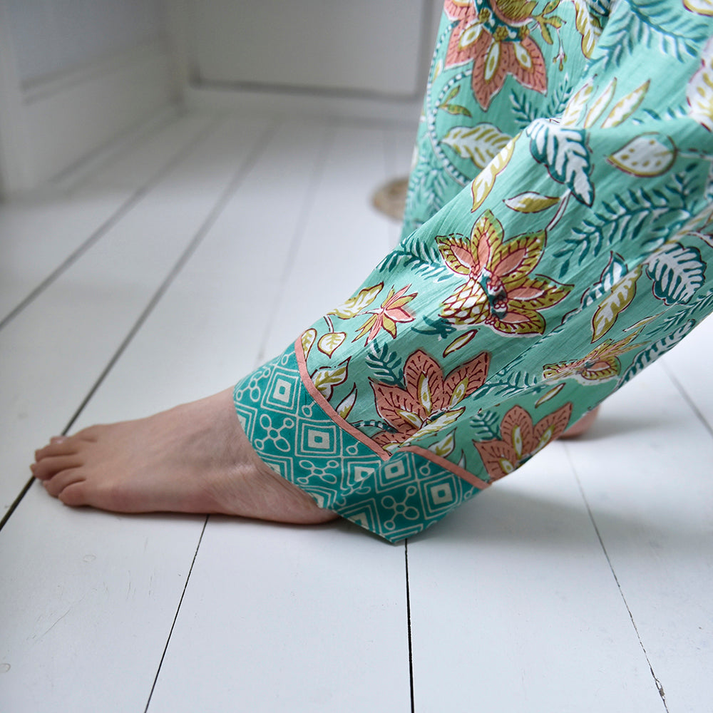 Turquoise Floral Block PJ Set- Powell Craft