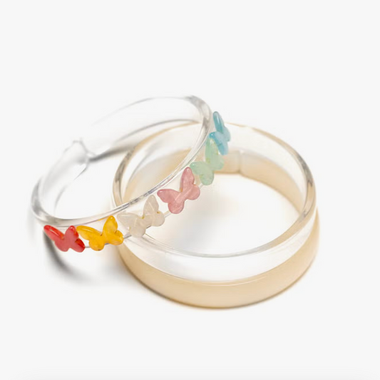 Butterfly Pearl Pastel Shades Bangles (Set of 3) - Lilies and Roses