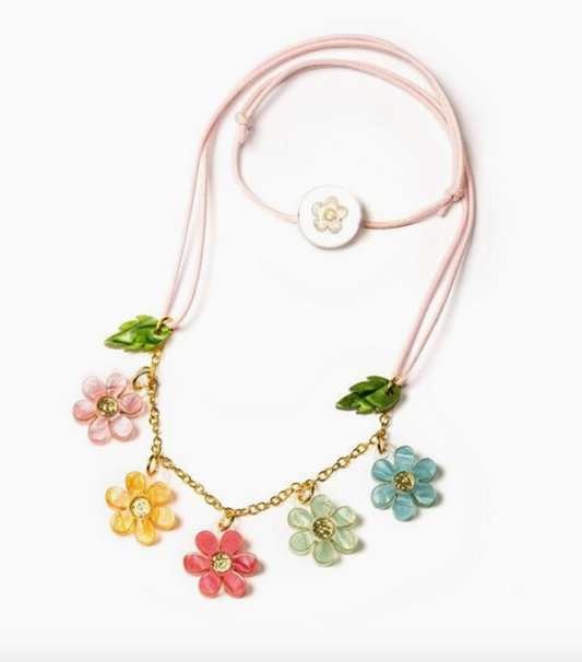 Colorful Flowers Necklace - Lilies and Roses