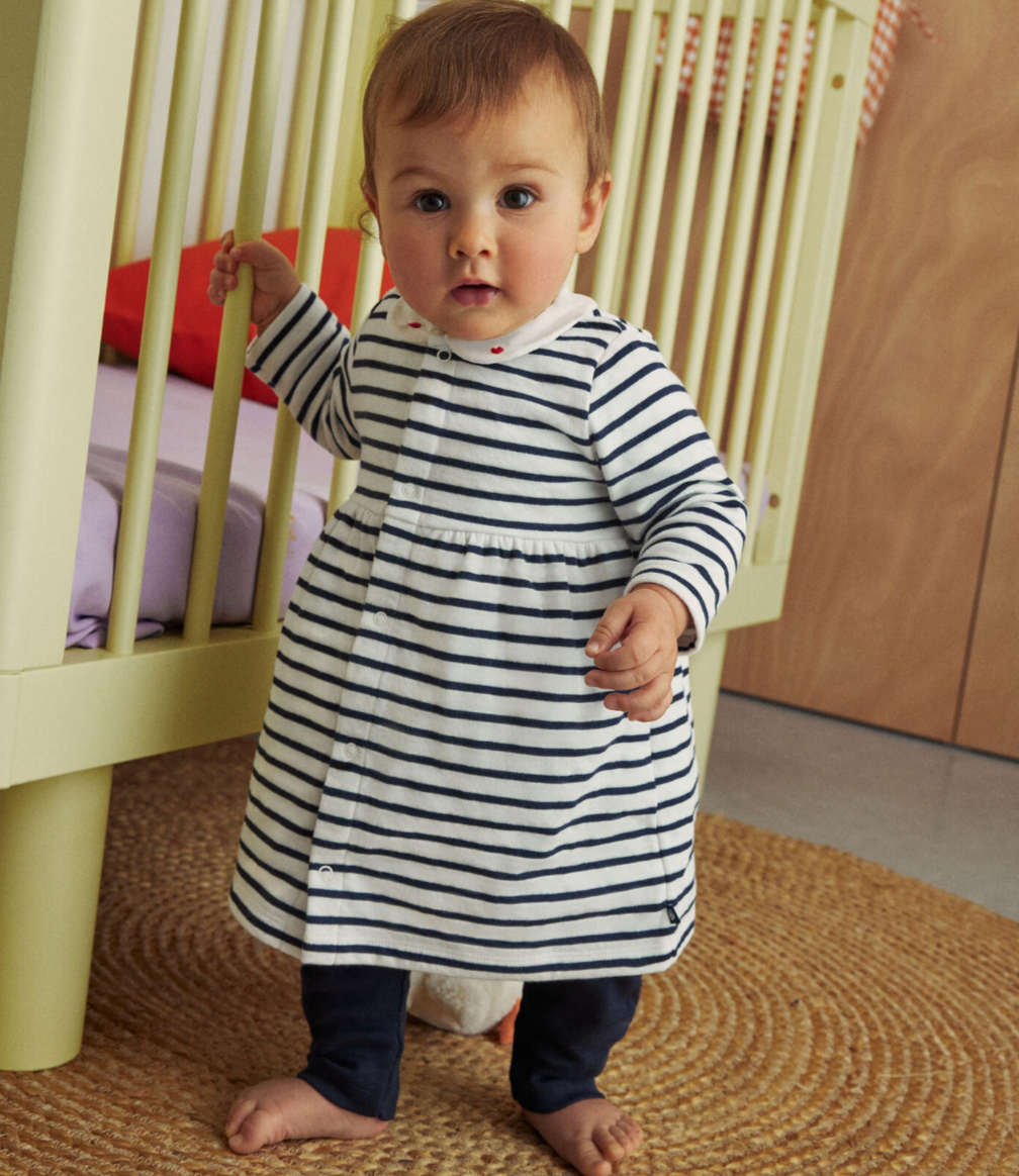 Navy Striped Dress w Leggings Petit Bateau FW24