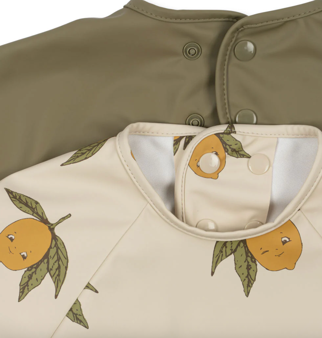 2pk LS Dinner Bib Lemon/Green-Konges Slojd