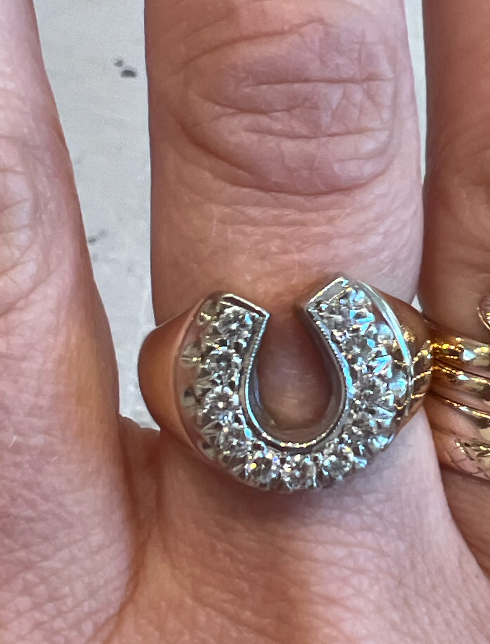 14K Vintage Diamond Horseshoe Ring