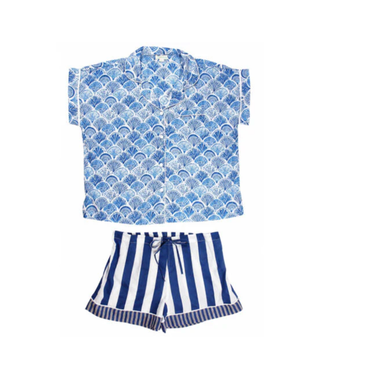 Stripe & Seashell Print Short Set PJs - Powell Craft