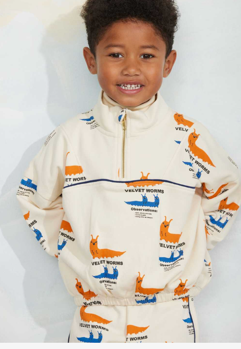 Velvet Worms Half ZIp Sweat Shirt-Mini Rodini FW26
