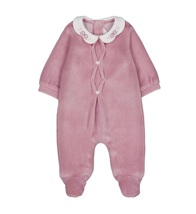Velour Bow Footie- Mayoral FW26