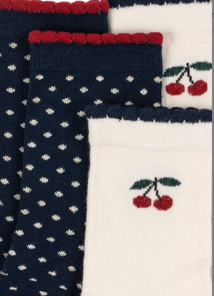 2pk Cherry/Dot Sock -Konges Slojd