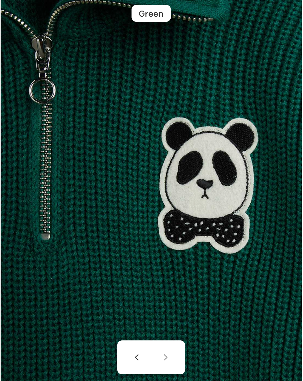 Panda Patch Chunky Knit Half Zip -Mini Rodini FW26