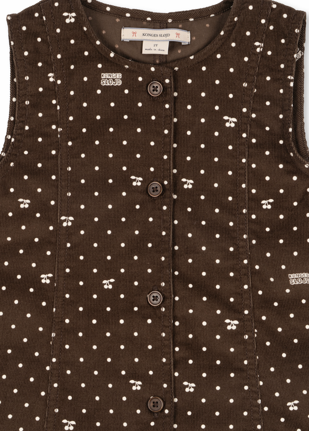Cara Cord Cherry Dot Chocolate Dress-Konges Slojd FW26