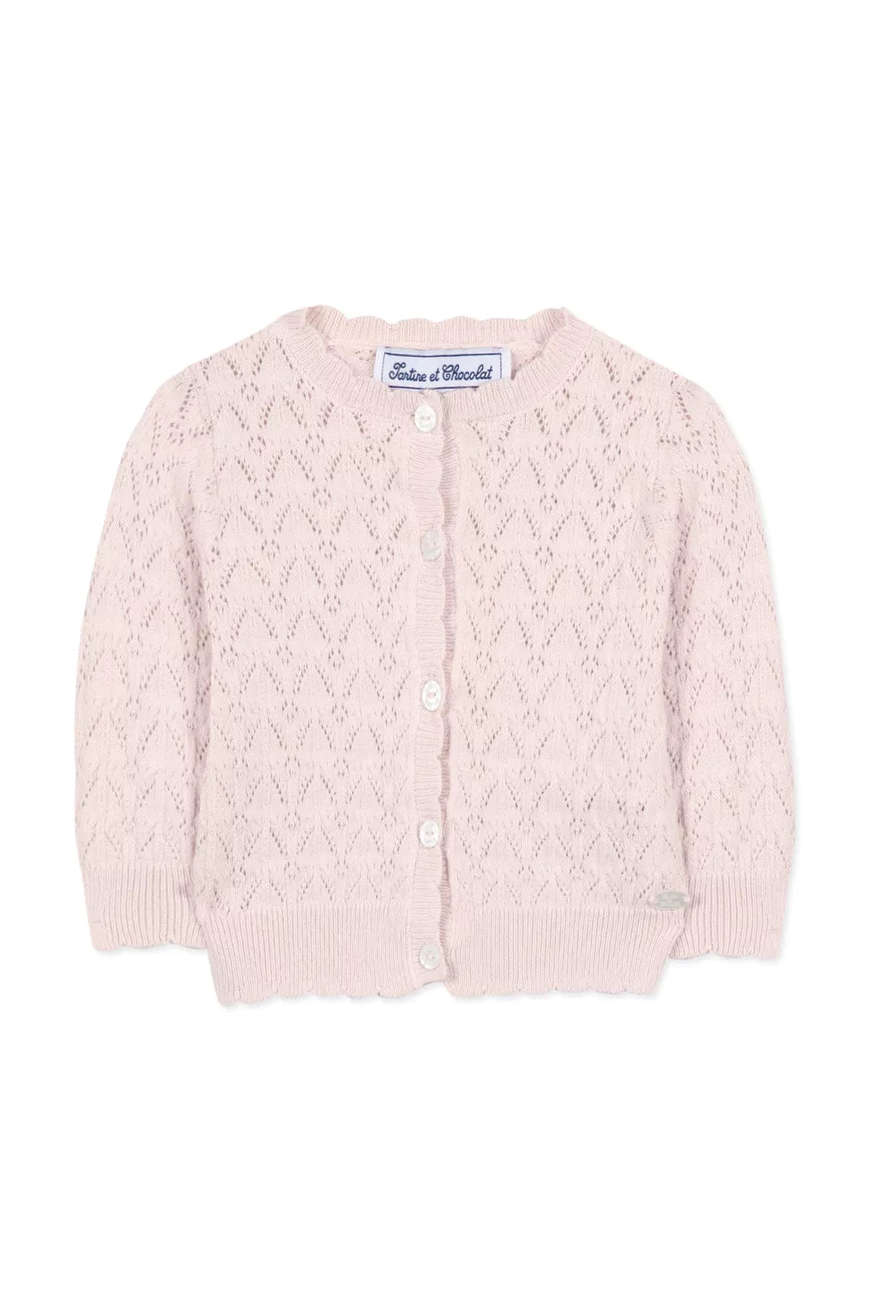 Pale Pink Openwork Cardigan - Tartine et Chocolat SP24 – Mudpie