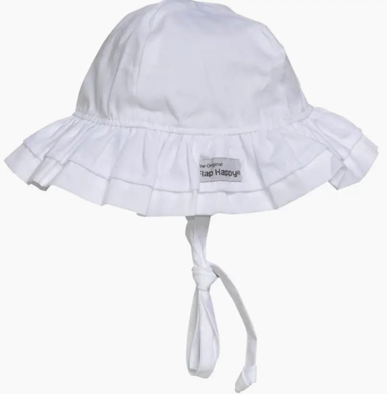 Double Ruffle Hat UPF 50+- White - Flap Happy