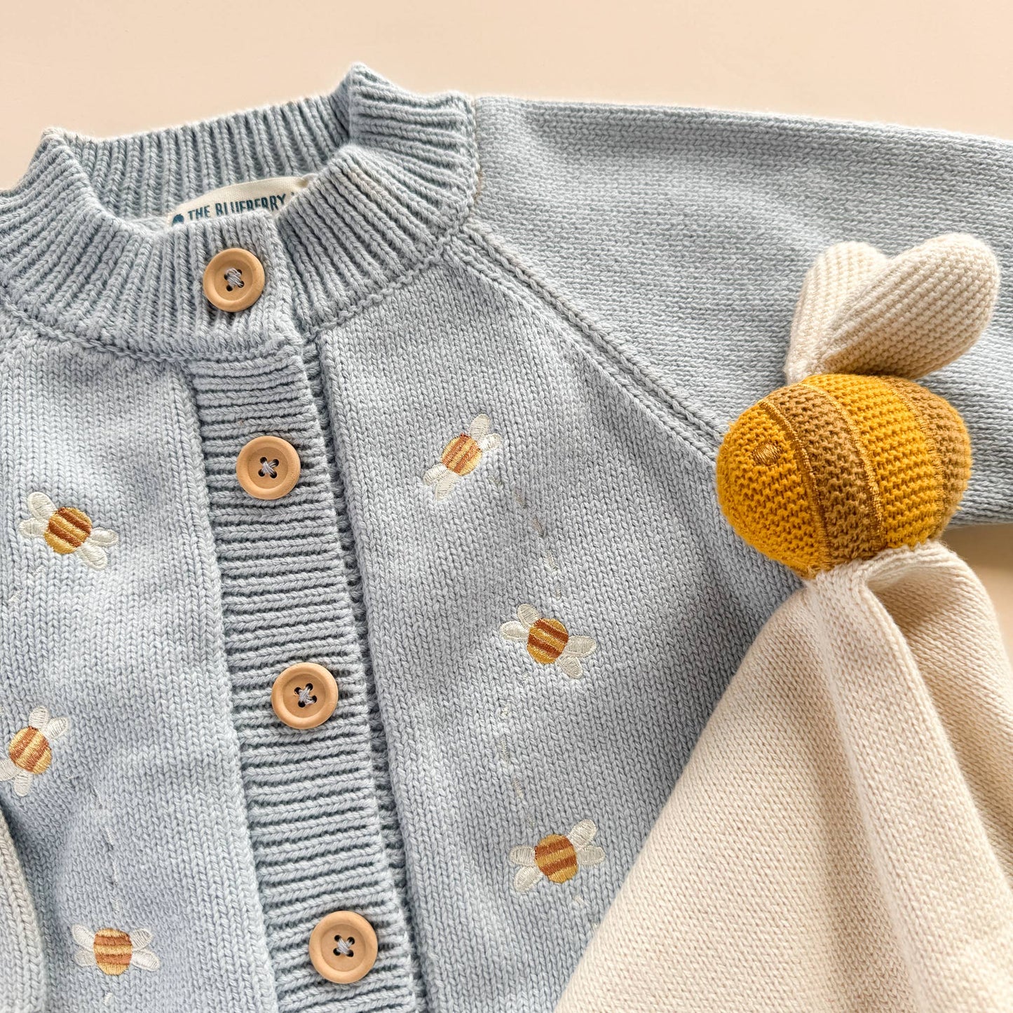 Cotton Bee Cardigan Embroidered Baby Newborn Apparel Spring: Blue / NB 0-6m