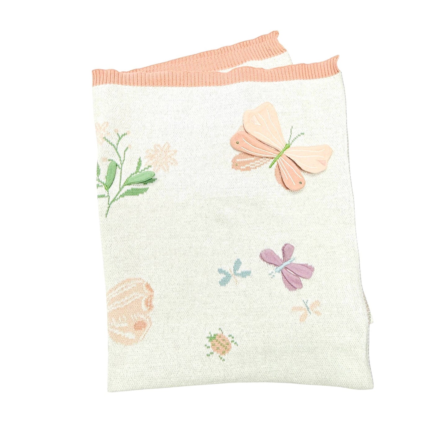 Bloom Butterfly 3D - Organic Jacquard Knit Baby Blanket: Natural / One Size
