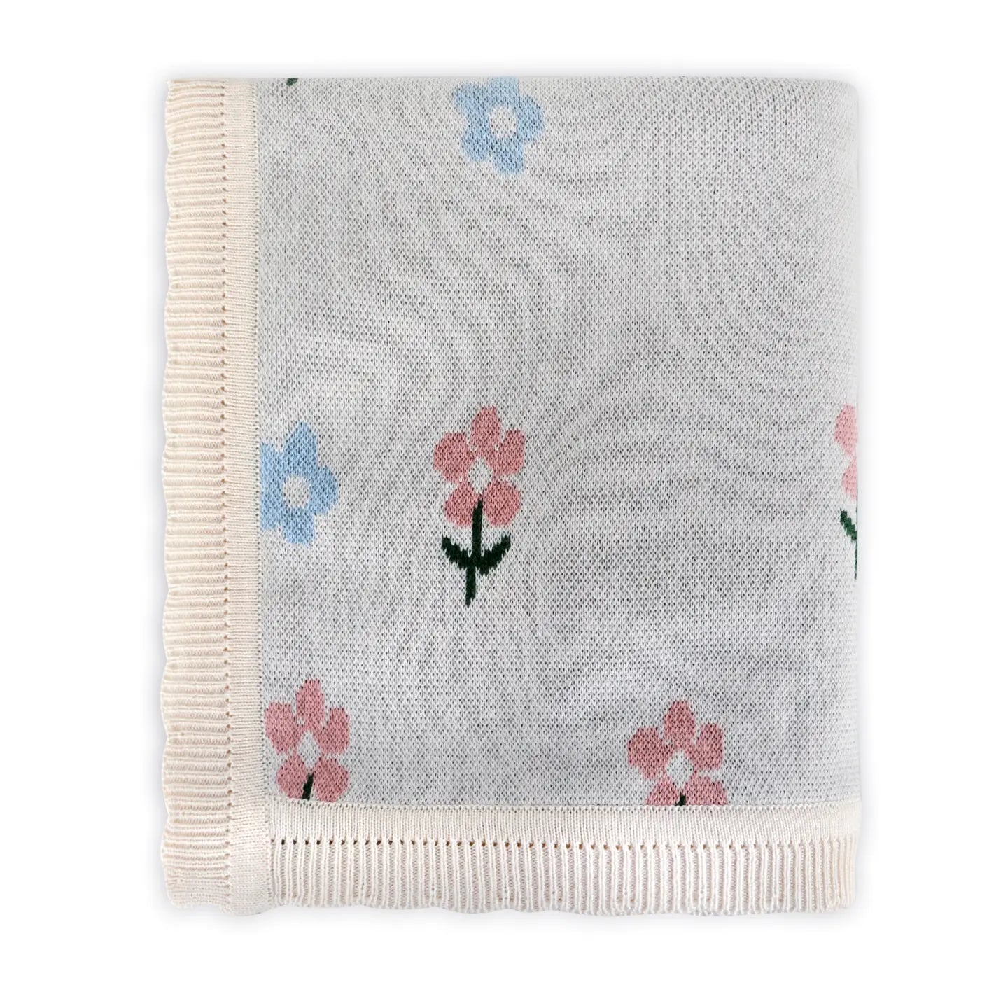 Sweet Floral - Organic Jacquard Knit Baby Blanket