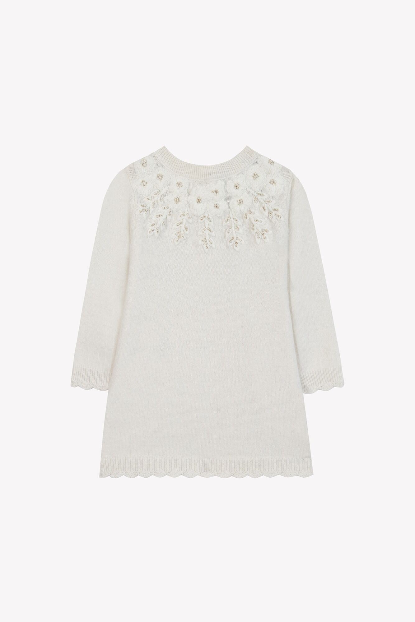 Wool Dress Embroidered Flowers- Tartine et Chocolat FW25