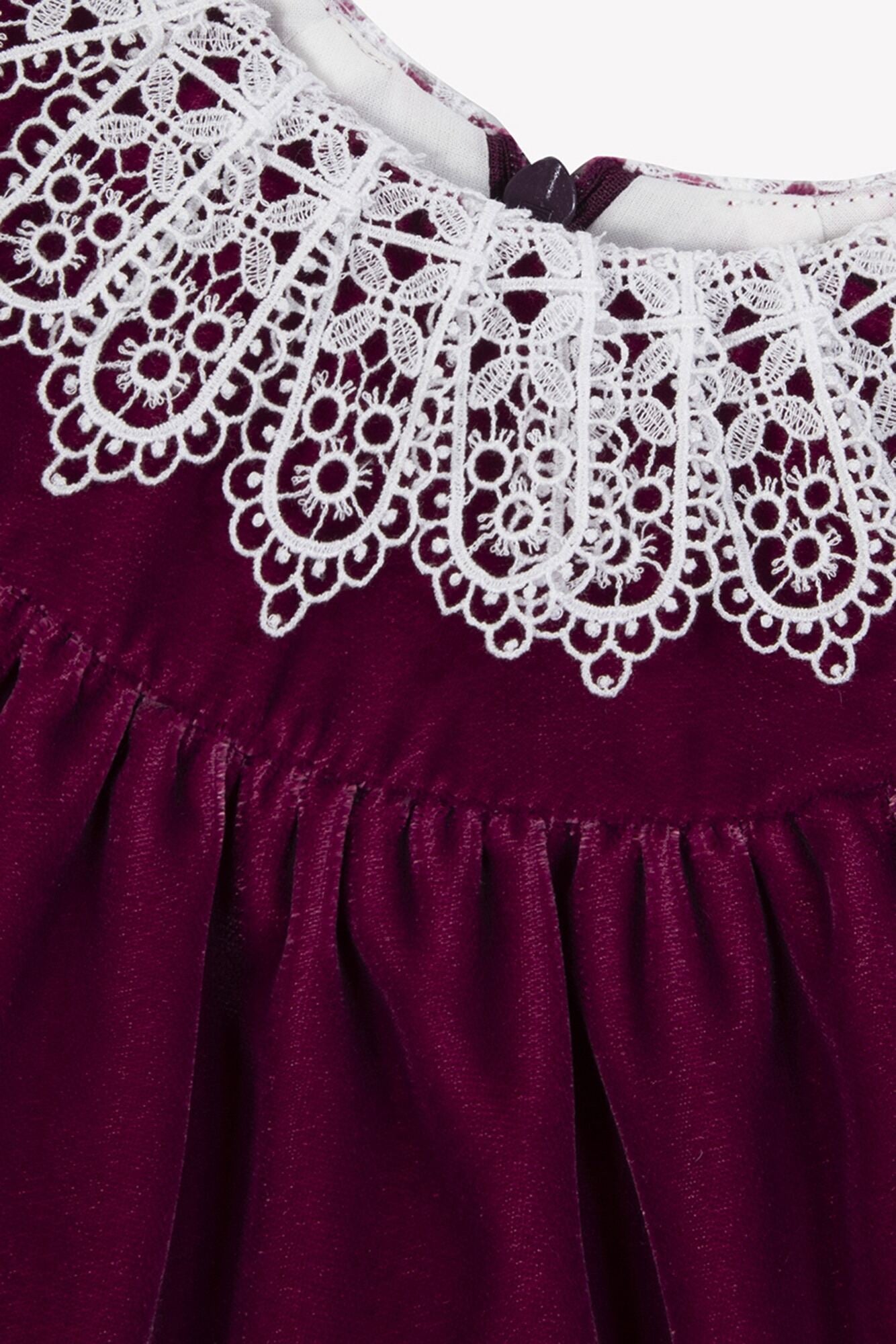 Plum Velvet Dress w Lace Collar- Tartine et Chocolat FW25