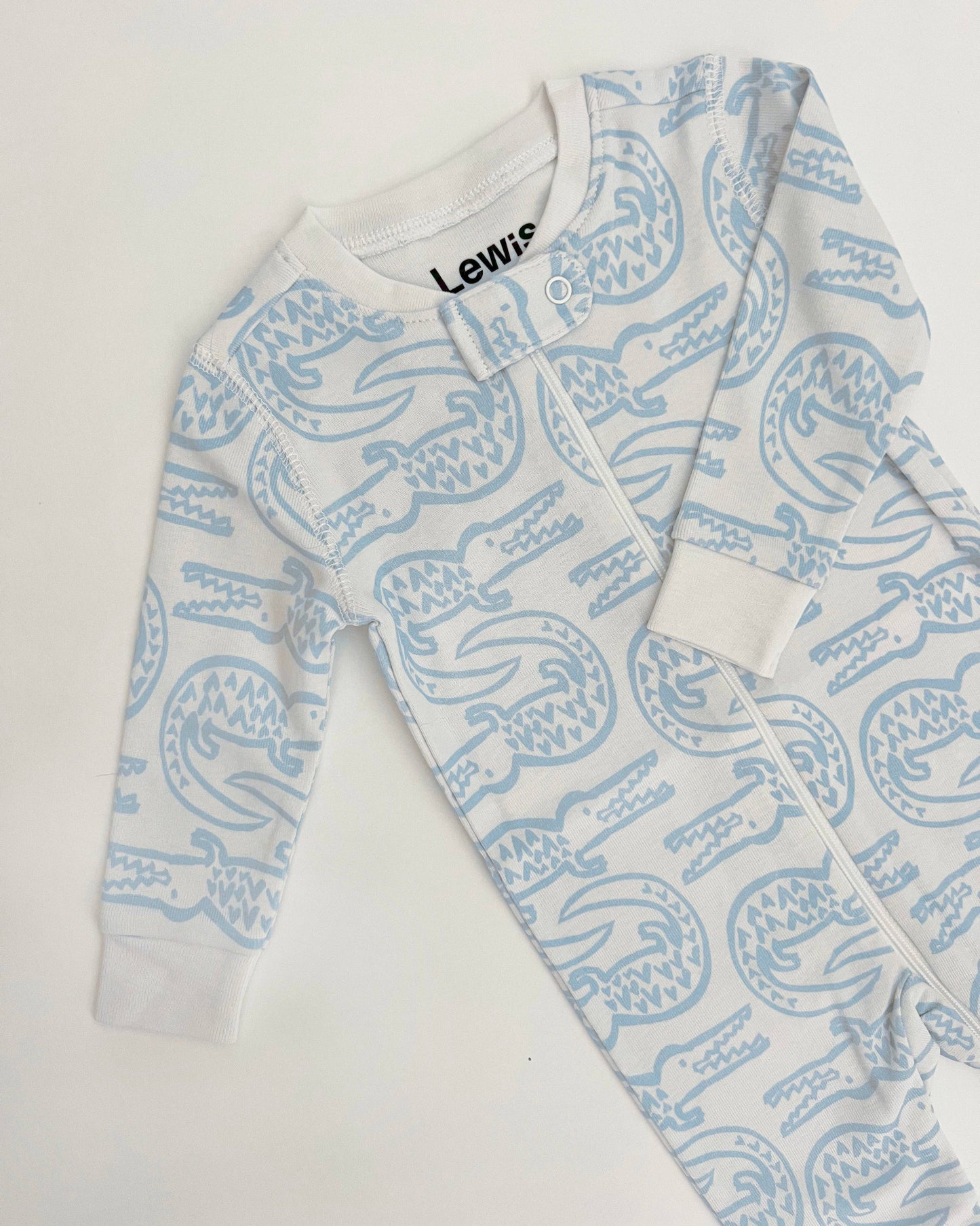 Zip Sleeper - Alligator | Bay Blue: 0-3m