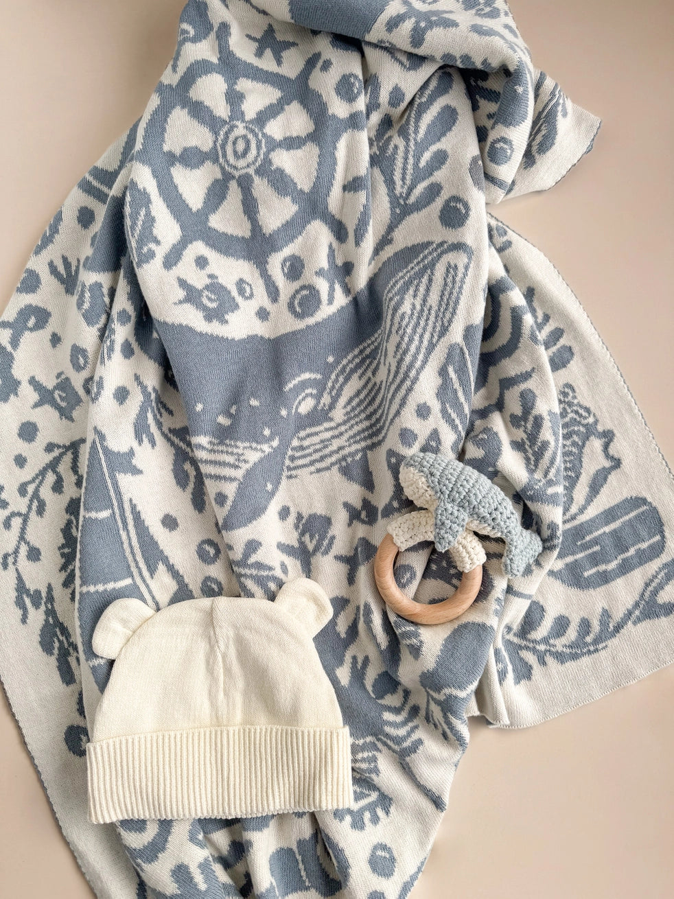 Whale Rattle Teether - Blueberry Hill