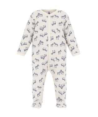 Zebra Front Snap Velour Romper - Petit Bateau FW25