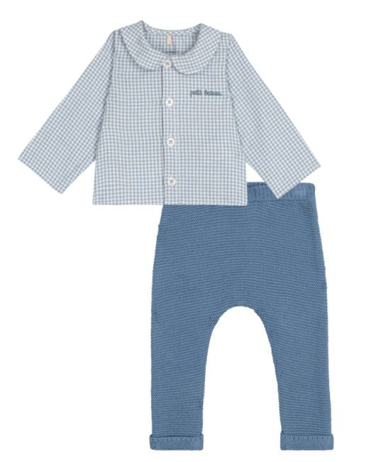 2pc Chk Top/Knit Pant -Petit Bateau FW26