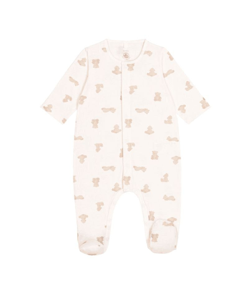 Front Snap Teddy Print Footie - Petit Bateau FW26