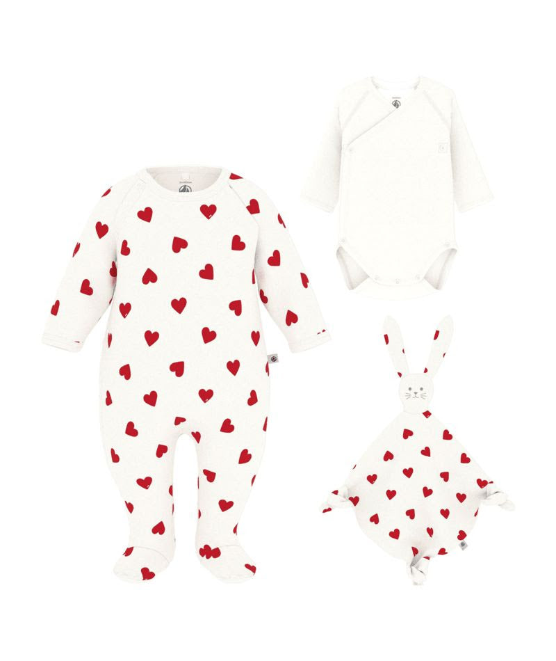 3pc Heart Footie Set- Petit Bateau SP26