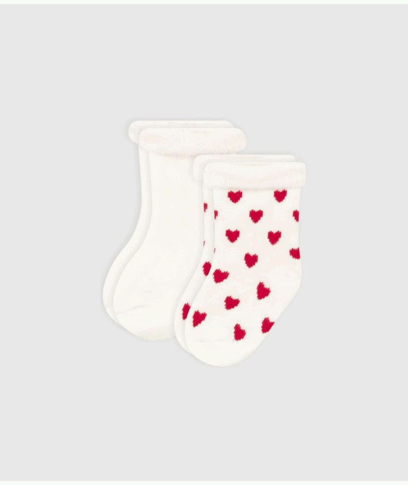 Baby 2 Pack Heart Print Socks - Petit Bateau FW26