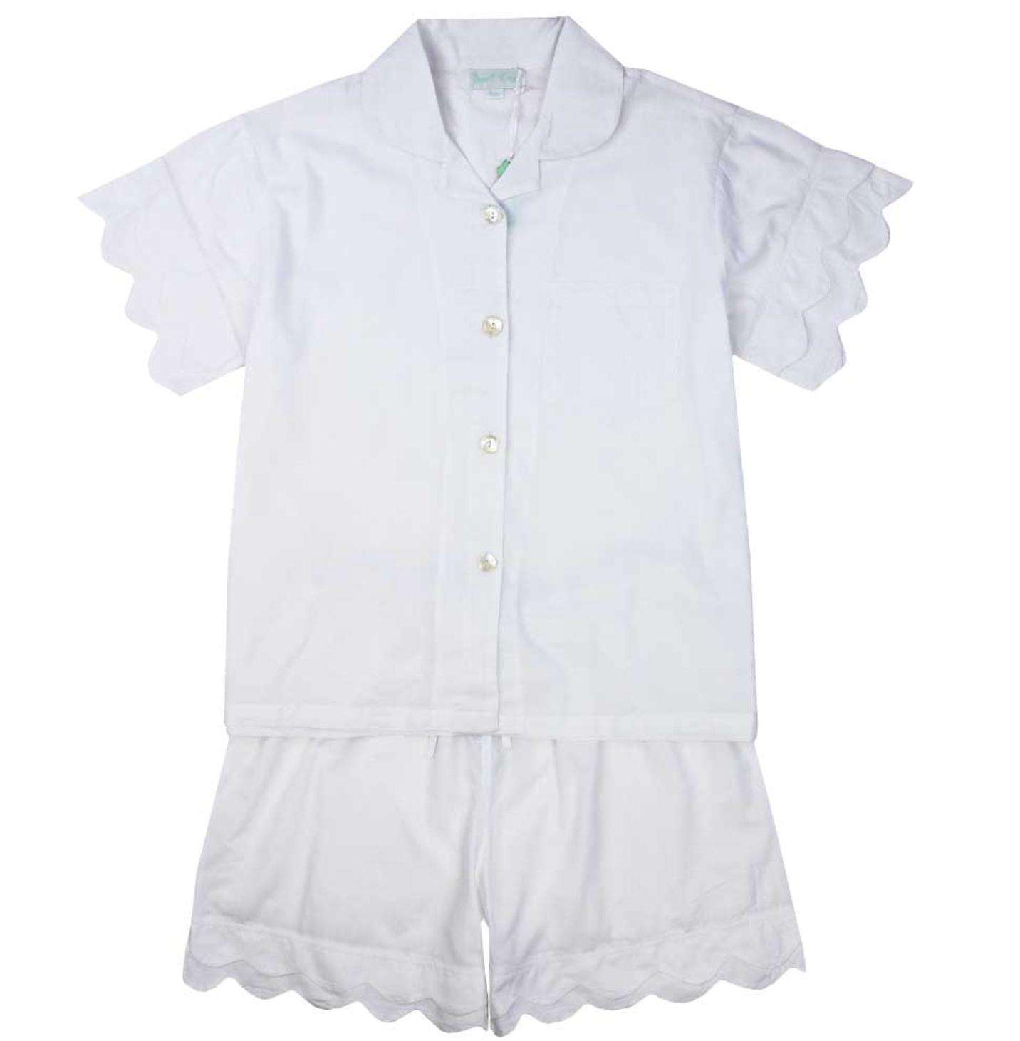 White Scalloped Edge Shorts PJ - Powell Craft